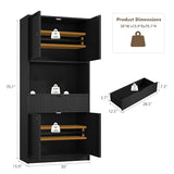 Garvee Tall Kitchen Pantry Cabinet, 70" Pantry Storage Cabinet with Countertop, Fluted Kitchen Hutch Cabinets with Doors and Drawer, Freestanding Cupboard for Dining Room, Living Room, Black Garvee