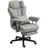 HOMCOM Executive Office Chair, 400LBS Big and Tall Office Chair with Foot Rest, Microfiber Computer Desk Chair with Lumbar Support, Reclining Function and Wide Seat, Gray HOMCOM