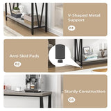 FOLUBAN Industrial Sofa Console Table, Rustic Wood and Metal Entryway Hallway Table for Living Room Entrance, 43.3 Inch Light Grey FOLUBAN