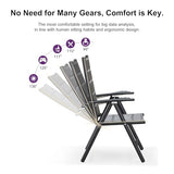PURPLE LEAF 9 Pieces Outdoor Patio Dining Set with 8 Folding Portable Chairs and 1 Rectangle Aluminum Table, Foldable Adjustable High Back Reclining Chairs with Soft Cotton-Padded Seat, Grey PURPLE LEAF