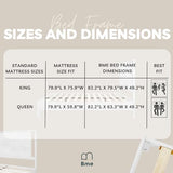 Bme Ethan Solid Wood King Bed Frame with Diamond Headboard - Rustic & Mid-Century Modern - Acacia Wood Platform Bed - Compatible with All Mattresses - No Box Spring Needed - Rustic White Bme