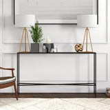 Henley 55'' Wide Rectangular Console Table with Metal Top in Blackened Bronze Henn&Hart