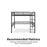DHP Full Metal Loft Bed with Ladder, Space-Saving Design, Black, Full DHP