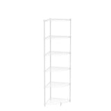 6-Tier NSF Metal Corner Shelf Wire Shelving Unit - 420lbs Capacity, Adjustable, with leveling feet & Shelf Liners - Ideal for Garage, Kitchen, and More - 18" L x 18" D x 72" H - Fan-Shape - White pouseayar
