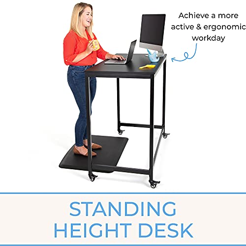 Stand Steady Joy Mobile Workstation | Standing Height Table on Wheels for Home, Office & School | Portable Standing Desk with Locking Wheels | Mobile Training Table & Collaboration Desk(Black/47x24in) Stand Steady