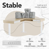HUANUO Electric L Shaped Standing Desk with 2 Storage Drawers & File Cabinet, 63'' x 53'' Height Adjustable Corner Standing Desk, Computer Desk with Cable Management Tray, Light Walnut HUANUO