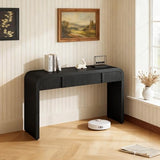 Unique Modern Console Table with 2 Drawers Rounded Silhouette and Smooth Surface Sofa Table, Curved Console Tables for Living Room and Entryway (Black) JIJIWANG