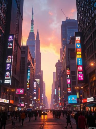 UIBDVKS Diamond Art Kits for Adults City Skyline Sunset Glow DIY Frameless Diamond Painting Kits for Adults Beginner, 12x16 in Diamond Painting Kit for Home Wall Decor UIBDVKS