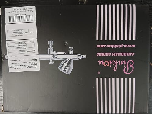 Pinkiou Airbrush Kit with Different Nozzle and Needles Muti-Purpose Dual Action Airbrush Sets with Air Brush 0.2 0.3 &0.5mm Needles and Air Hose for Hobby Model Painting Tattoo Cake Nail Art Pinkiou
