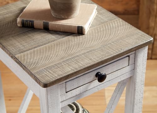 Signature Design by Ashley Adalane Modern Farmhouse Accent End Table, Whitewash - WoodArtSupply