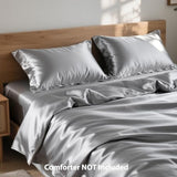 TodaFre Silver Grey Satin Duvet Cover King Size Set, 3 Pieces Ultra Soft Bedding Set - 1 Lightweight Duvet Cover 104x90 Inches with Zipper Closure, 2 Pillowcases TodaFre