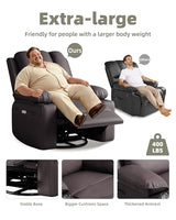 Oversized Recliner Chairs with Massage and Heat, Leather Recliner Chair for Adults, Manual Chair with Cup Holder for Living Room, Bedroom and Nursery (Coffee) GarveeHome