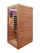 Haoyao Indoor Infrared Hemlock & Okoume 1100W 1-Person MINI Sauna with LED Lights, Bluetooth Speakers – A Gift for Parents or Friends Haoyao