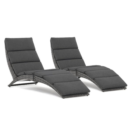JOIVI Patio Chaise Lounge Chairs Sets, 2 Pieces Cushioned Patio Adjustable Chaise Lounge, Rattan Reclining Chair with Removable Dark Gray Cushion, Pool Lounge Chairs for Outside, Garden, Balcony JOIVI
