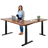 S STAND UP DESK STORE Triple Motor Electric L-Shaped Corner Standing Desk with EZ Assemble Frame (Black Frame/Solid Walnut Top, 71 inch W x 71 inch D) S Stand Up Desk Store