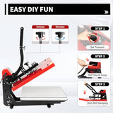 LyeXD 16x20 Inch Auto Heat Press Machine with Slide Out Function, Heat Transfer Machine T-Shirt Heat Press Machine,Red Clamshell Heat Press for T Shirts, Puzzles, Mouse Pads, Mugs, Phone Cases LyeXD