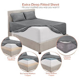 Hearth & Harbor Extra Deep Pocket Sheet Sets, Luxury Soft 6 Piece Bed Sheet Set Fits Mattress 18-24 Inches - Queen, Grey Hearth & Harbor