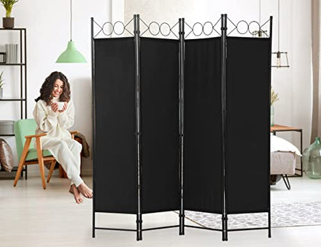4 Panel Room Divider, Folding Portable Office Walls Dividers with Metal Frame Privacy Screen for Home Office Dorm Separation，Fabric Room Dividers，Room Dividers and Folding Privacy Screens Ckofgdsue