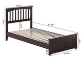 AFI Espresso Becket Twin XL Solid Wood Low Profile Platform Bed with Footboard AFI