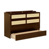 KALALLA Retro Rattan Queen Size Murphy Bed Cabinet with Storage Drawers, Hidden Foldable Platform Bed, Space Saving for Small Room, Kids Adults Guest, Walnut KALALLA