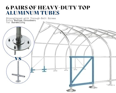 AMERLIFE 22.5 x 20 FT Enclosed Carport, Heavy Duty Car Port, Outdoor Car Shelter with Galvanized Steel Frame, Waterproof PE Cover, Wind & Snow Resistant, Silver AMERLIFE