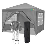 COBIZI 10x10 Pop Up Canopy Tent with 4 Sidewalls Party Tents for Parties Weddings Backyard Waterproof Commercial Instant Outdoor Events Tent with Stakes, Ropes（10 x 10 ft Gray COBIZI