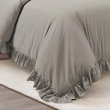 Lush Decor Reyna Ruffle Cotton Duvet Cover Set 3 Piece Set Full/ Queen, Gray - Queen Size Bedding Set - Gray Duvet Queen- Ruffled Bedding - Coquette Decor Lush Decor