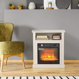 HOMCOM 27" Electric Fireplace with Mantel Surround, 1400W Replaceable Fireplace Insert Heater with Realistic Log and Flame Effect, Remote Control, Freestanding Fireplace Heater for Living Room, White HOMCOM