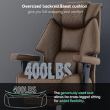 EXCEBET Big and Tall Office Chair with Footrest, PU Leather High Back Executive Office Chair 400lbs, Ergonomic Computer Chairs Lumbar Support for Heavy People (Brown) EXCEBET