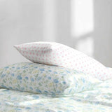 Laura Ashley - Full Size Sheet Set, Crisp & Cool Printed Satin Bedding with a Light and Breathable Feel, 4 Piece Bed Sheets with Deep Pocket Fitted Sheet & Matching Pillowcases (Edwina Blue) Laura Ashley
