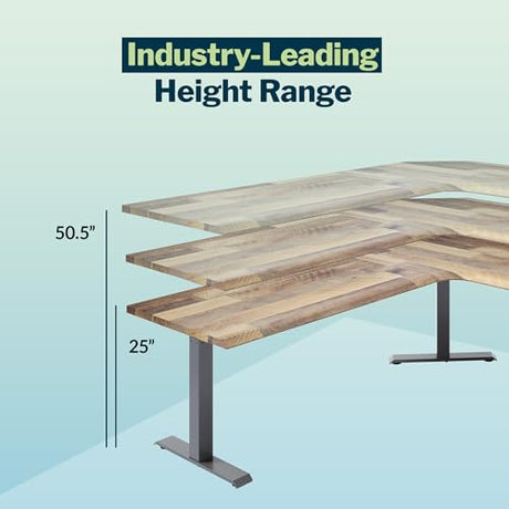 Vari ComfortEdge 80x80 L-Shape Electric Standing Desk – Height Adjustable Sit-Stand VariDesk for Corner Office with Reversible Left/Right Design + Reclaimed Wood Top/Slate Legs (Ships in 4 Boxes) Vari