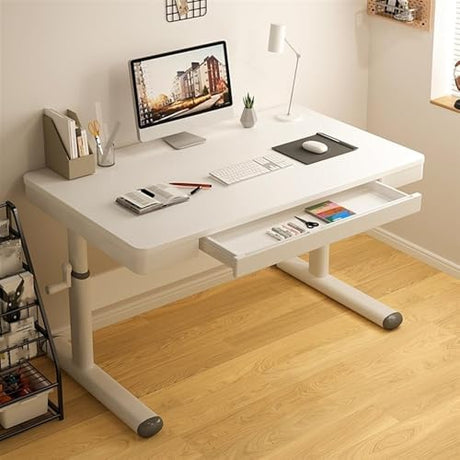 VyhPJg Ergonomic Workstation, Height Adjustable Computer Desk, Manual Crank Standing Desk with Drawer, Sit-Stand Study Desk for Bedroom, Living Room, Office(39.4x23.6in) VyhPJg