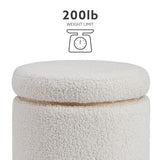 Linon Home Décor Cream Sherpa Round Storage Wooden Base by Linon Lexington Ottoman (AMZN2305) Linon