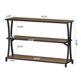 Tribesigns Industrial 3-Tier Console Table, Rustic Narrow Entryway Sofa Table with Storage Shelves for Living Room, Hallway, Foyer Tribesigns