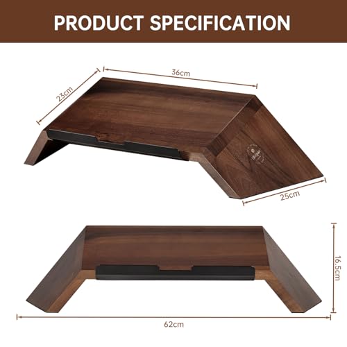 LifeSpan Fitness Ergonomic Wooden Laptop Stand, Desk Riser for 10-17.5" Laptops (19x9.5x3-6", Walnut) LifeSpan Fitness