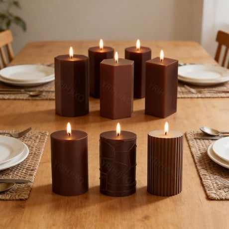 YRIHJIXQ 6Pcs Silicone Candle Molds Set Cylinder & Hexagon & Square Pillar Candle Molds with Different Textures for DIY Soy Wax Candles Resin Soap Plaster Home Decor 2.83in YRIHJIXQ