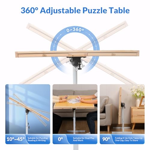 BittPicc Puzzle Table for Adults with Drawers 1500 Piece Jigsaw Puzzle Table with Legs Adjustable Tilting Puzzle Board Table with Cover 35"x 26" Wooden Puzzle Easel Birthday Gift for Mom - WoodArtSupply