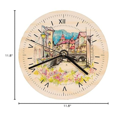 US Stock 20pcs Wooden Wall Clock 11.8 inch Sublimation Round Wall Clock Blanks Wood Clocks for Living Room DIY Sublimation Heat Press Printing