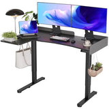 Claiks L Shaped Standing Desk, 55 Inch Electric Height Adjustable Desk with Splice Board Corner Workstation for Home Office, Black Claiks