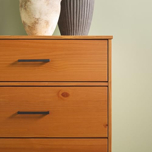 Walker Edison Modern 6-Drawer Dresser Bedroom Storage Organizer, 52 inch, Caramel Handle Walker Edison