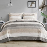 Madison Park Essentials King Comforter Set, Bed in A Bag Comforter & Sheet Set, Modern Casual Stripes Print, All Seasons, Soft Microfiber Bedding Makeover, Matching Shams, King Taupe/Grey 7 Piece Madison Park