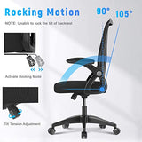 naspaluro Ergonomic Office Chair, Mid Back Desk Chairs with Adjustable Height, Swivel Chair with Flip-Up Arms and Lumbar Support, Breathable Mesh Computer Chair for Home/Study/Working, Dark Black naspaluro