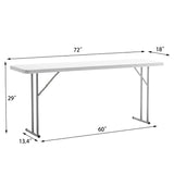 BTEXPERT 6-Foot-72 Long White Granite Plastic Folding Seminar Training Table Portable 18" Wide Narrow, 29" High, Events Indoor Outdoor Lightweight Set of 2 BTEXPERT