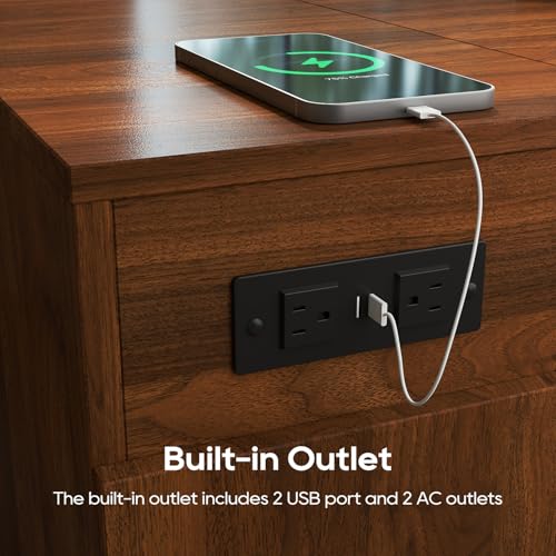 AH AXIOS HMOE Extendable Dining Room Table with Storage for 10-12, Folding Console Table with Outlet - Space Saving Dining Table for Apartments Homes Kitchen (Brown) AH AXIOS HMOE