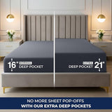 Utopia Bedding Full Deep Pocket Queen Fitted Sheet, Fits up to 21 Inch Mattress - Hotel Luxury, Soft, Breathable and Comfy - Shrinkage and Fade Resistant - Easy Care (Grey) Utopia Bedding