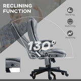Vinsetto 6 Point Vibrating Massage Office Chair with Heat, Linen High Back Executive Office Chair with Reclining Backrest, Padded Armrests and Remote, Gray HOMCOM