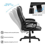 Furmax Office Executive Chair High Back Adjustable Managerial Home Desk Chair, Swivel Computer PU Leather Chair with Lumbar Support (Black) Furmax