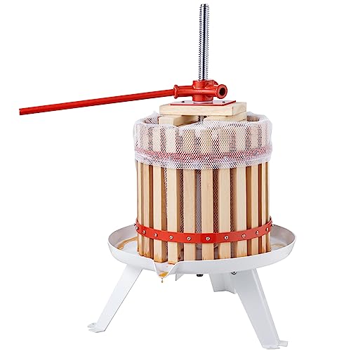 VEVOR Fruit Wine Press, 3.2 Gallon/12L, Solid Wood Basket with 6 Blocks, Manual Juice Maker, Cider Apple Grape Tincture Vegetables Honey Olive Oil Making Press with Pole Handle Bar for Kitchen, Home VEVOR