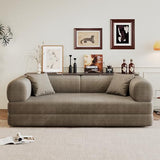 ZEIINPA 79" Convertible Sleeper Sofa Bed, Modern Corduroy Floor Couch Bed with Silver Fixed-Shape Frame, Modular Sofa Couch with Pull Out Bed, Loveseat Sleeper Boneless Couches for Living Room, Camel ZEIINPA