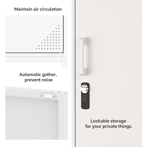 Steehoom Metal Cabinet with Lock Steel Storage Locker Lockable 4 Tier Bathroom Cabinet Changing Room Employee Locker for Home, Office, School, Gym, Garage (White, 15.75" D x 15.75" W x 49.21" H) Steehoom